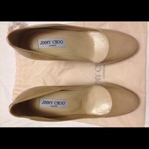 Jimmy Choo Beige Cosmic Patent Pumps 8US/38EUR